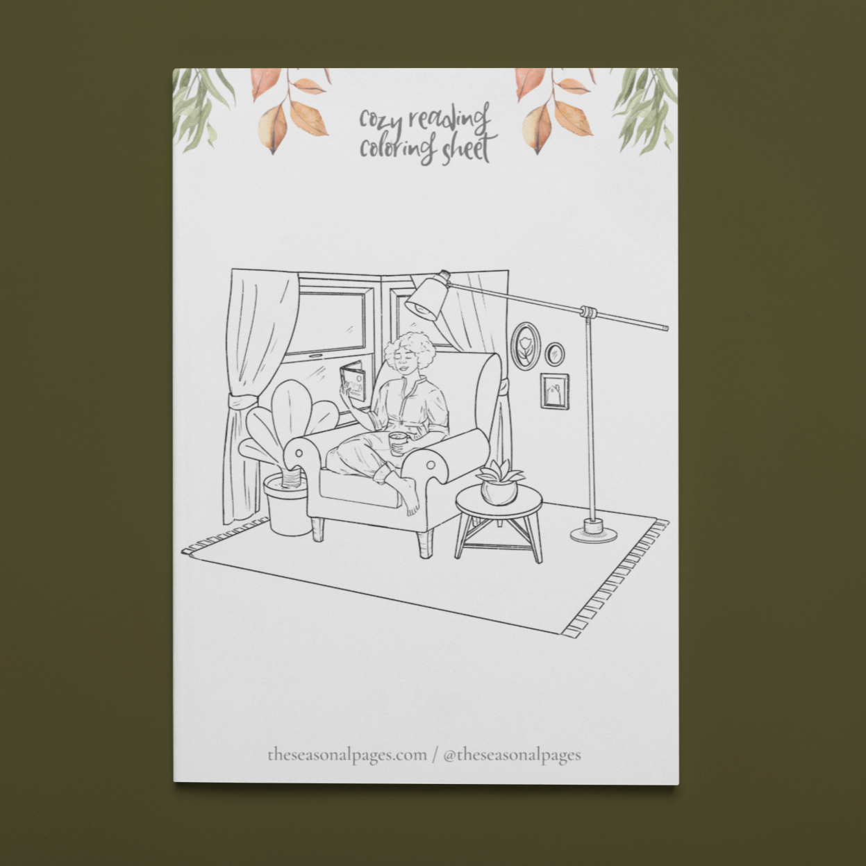 Cozy reading coloring page printable â the seasonal pages