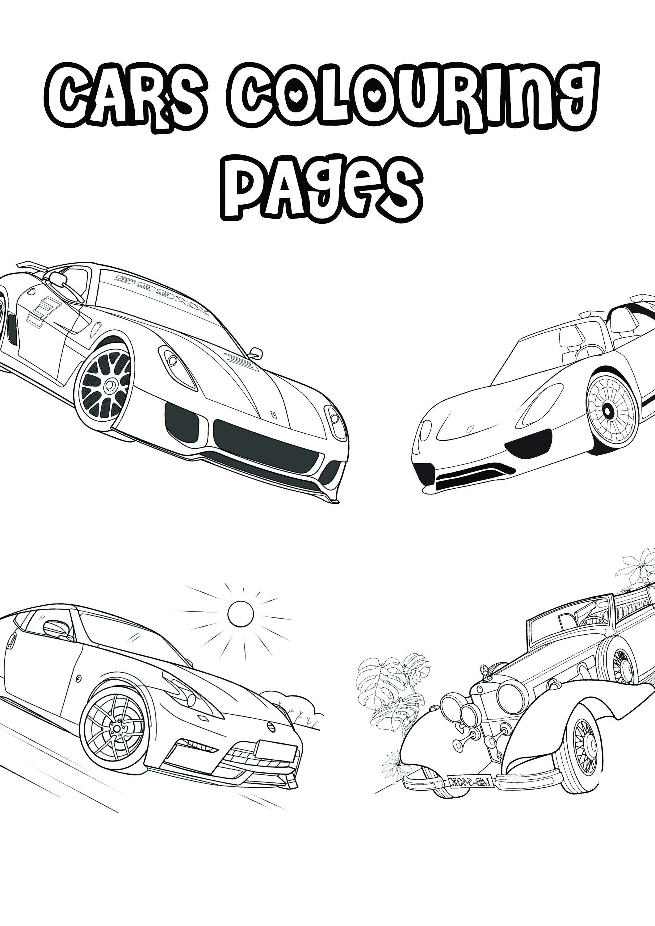 Cars colouring pages for kids digital download printable pages