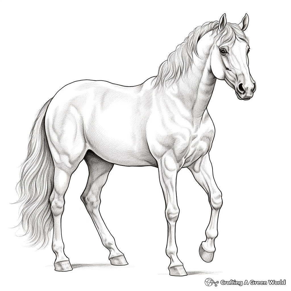 Horse realistic coloring pages