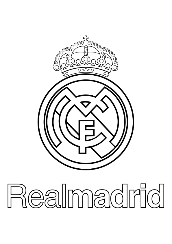 Real madrid shield with letters coloring page the coat of arms of real madrid football club team with text