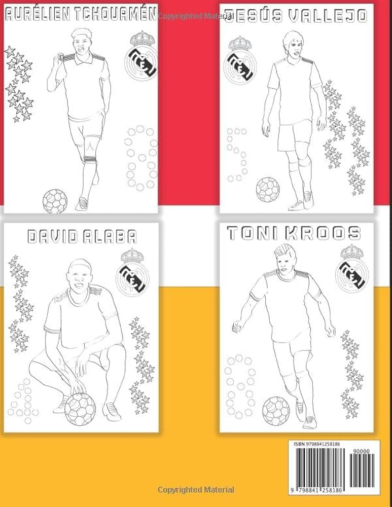 Real madrid loring book the new team with all players funny loring book football team real madrid team