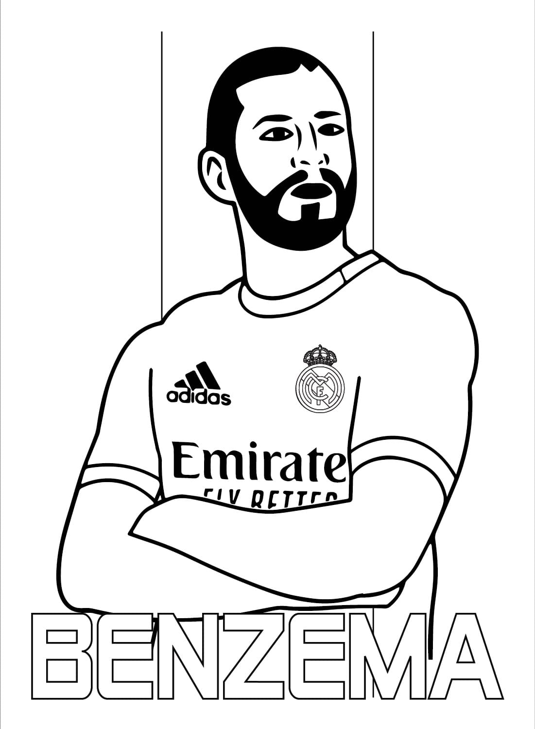 Karim benzema free coloring page