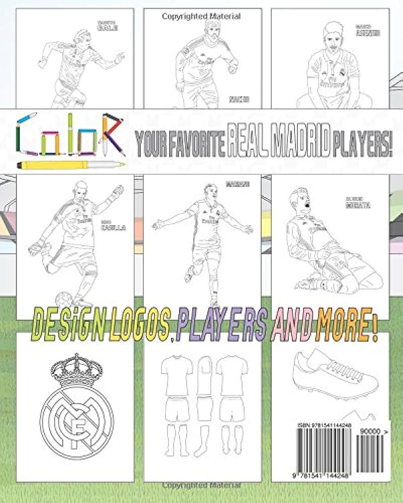 Cristiano ronaldo gareth bale and real madrid soccer futbol coloring book for adults and kids books