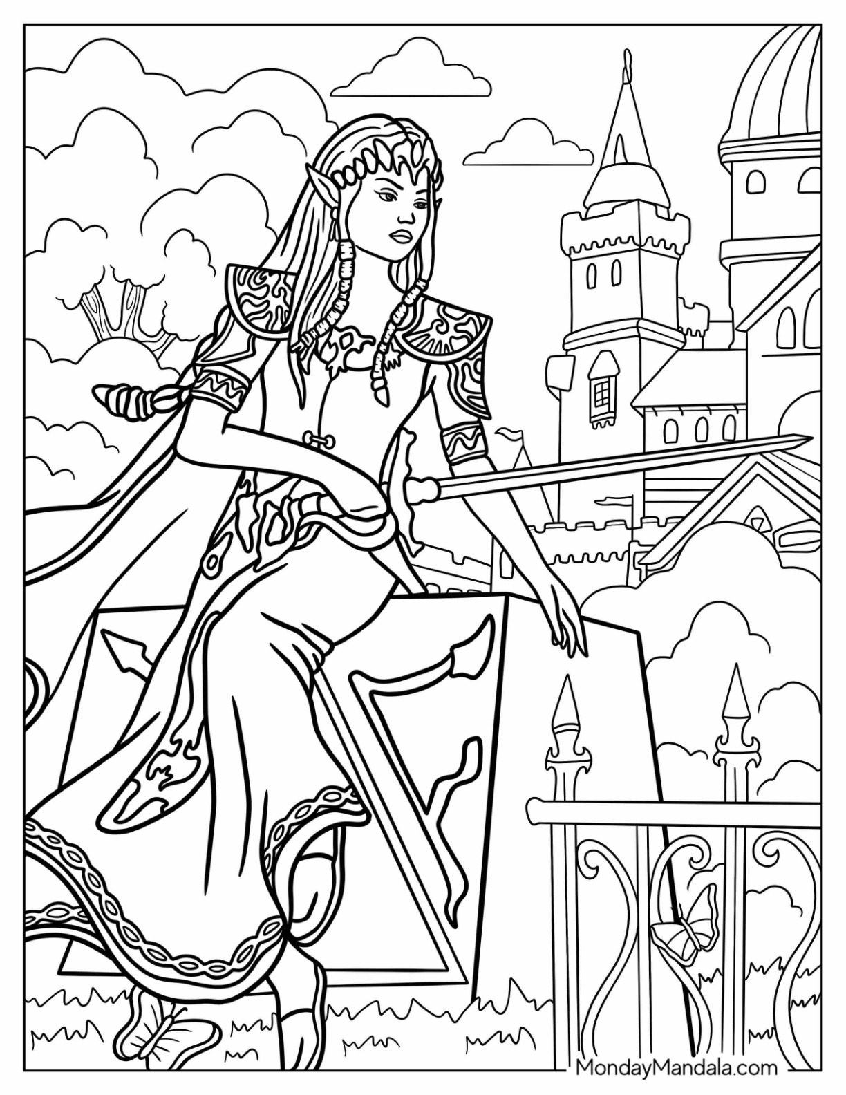 Princess coloring pages free pdf printables