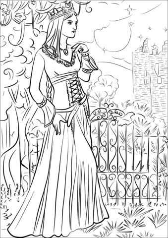 Medieval times princess coloring page free printable coloring pages