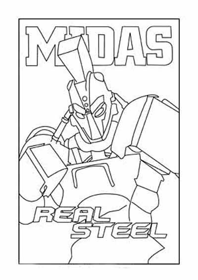 Real steel coloring book for kids to print and online