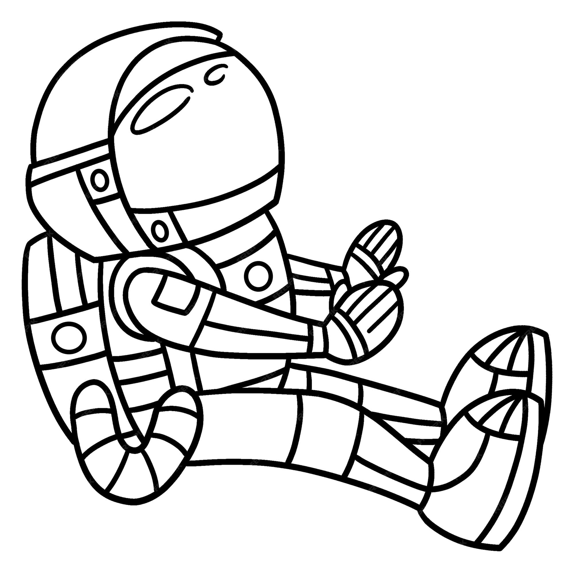 Premium vector sitting astronaut isolated coloring page for kids