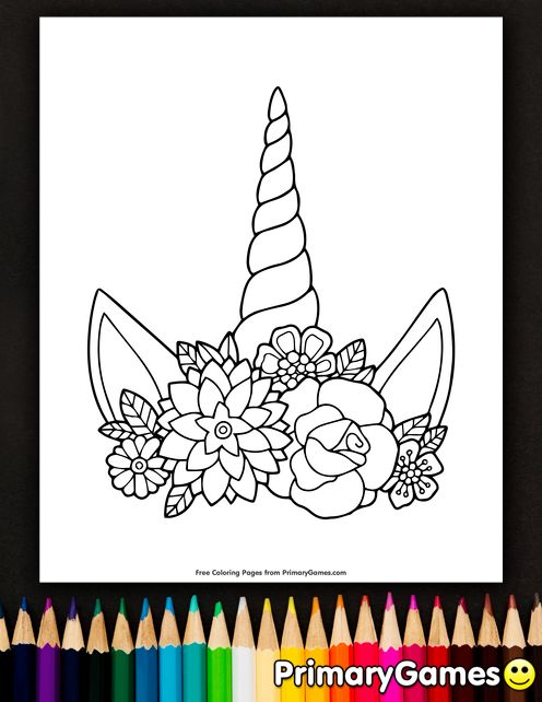 Unicorn horn and flowers coloring page â free printable ebook coloring pages unicorn horn unicorn colors