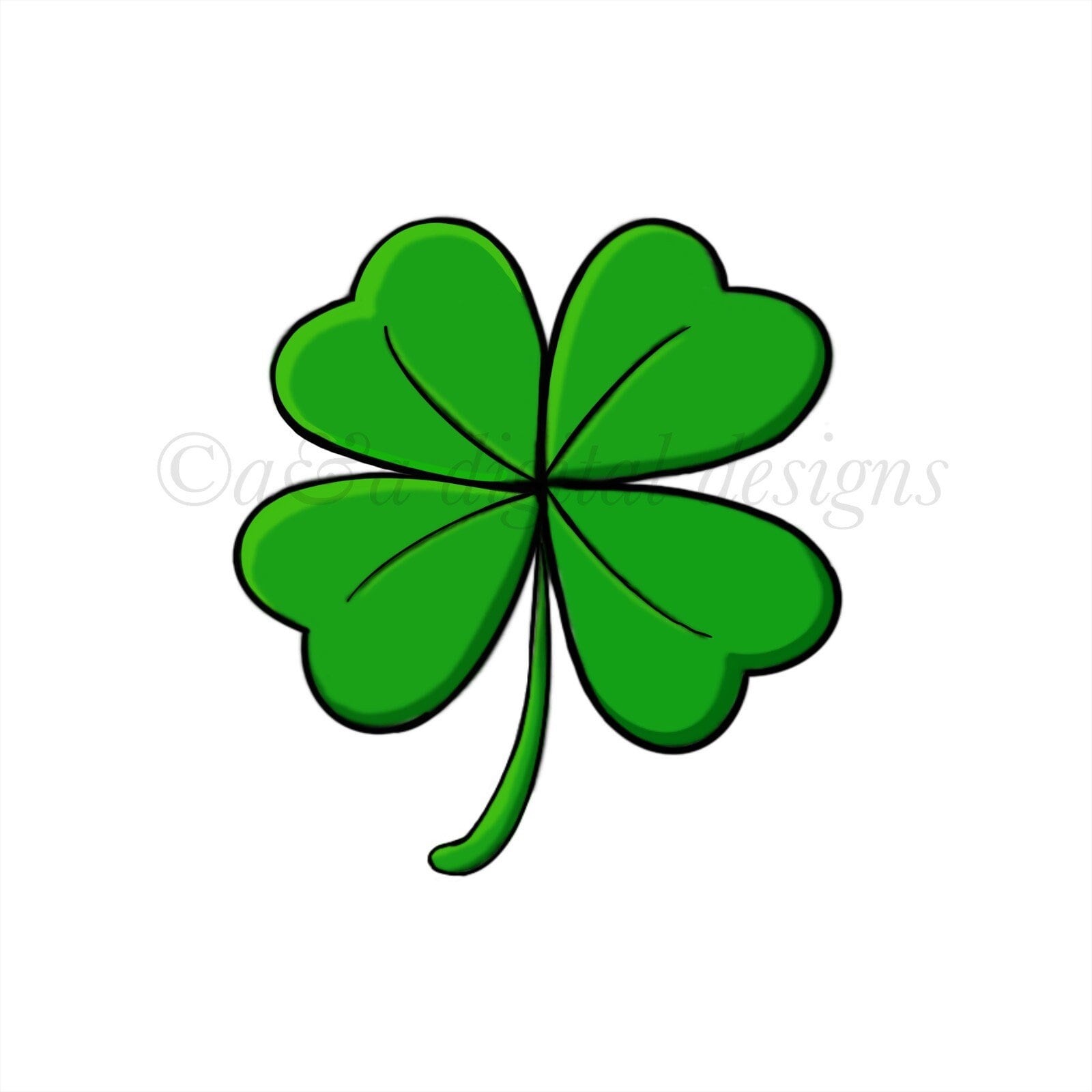 Four leaf clover instant digital download svg png jpg files hand drawn st patricks day inspired clipart