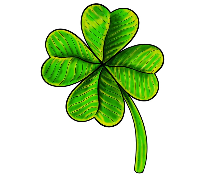 How to draw a four leaf clover