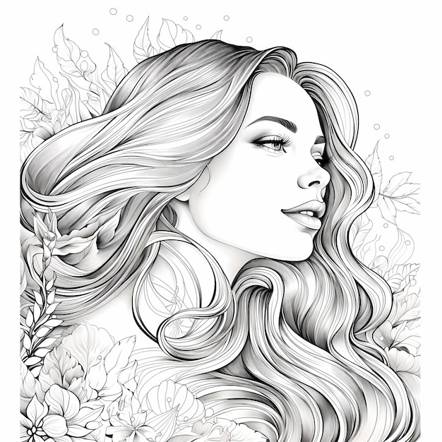 Premium ai image adult coloring book page womans face realistic
