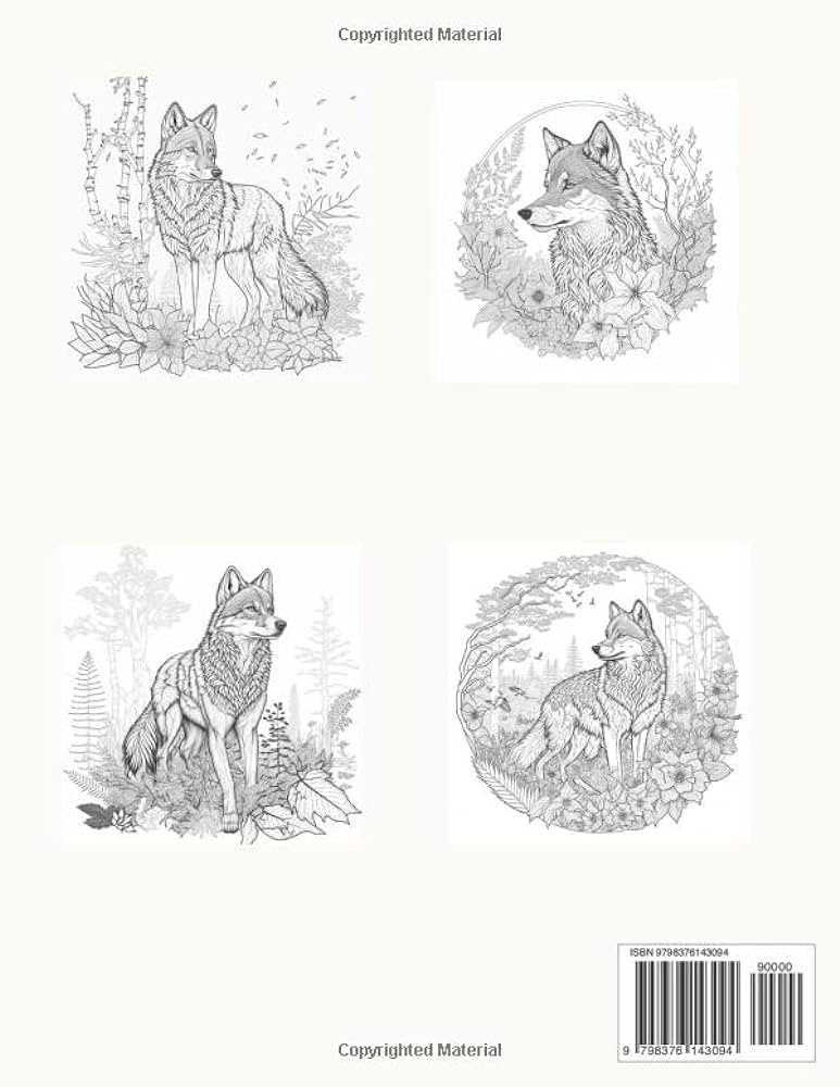 Wolf woods realistic adult coloring pages with majestic wolves burrell steven books