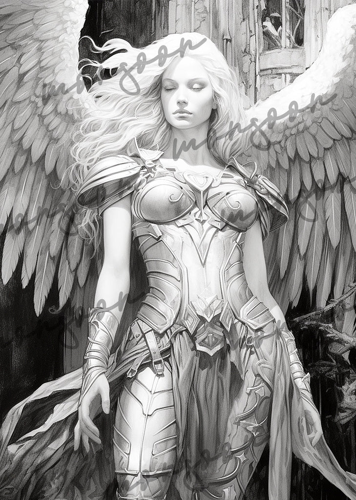 Guardian angels grayscale coloring book digital â monsoon publishing usa