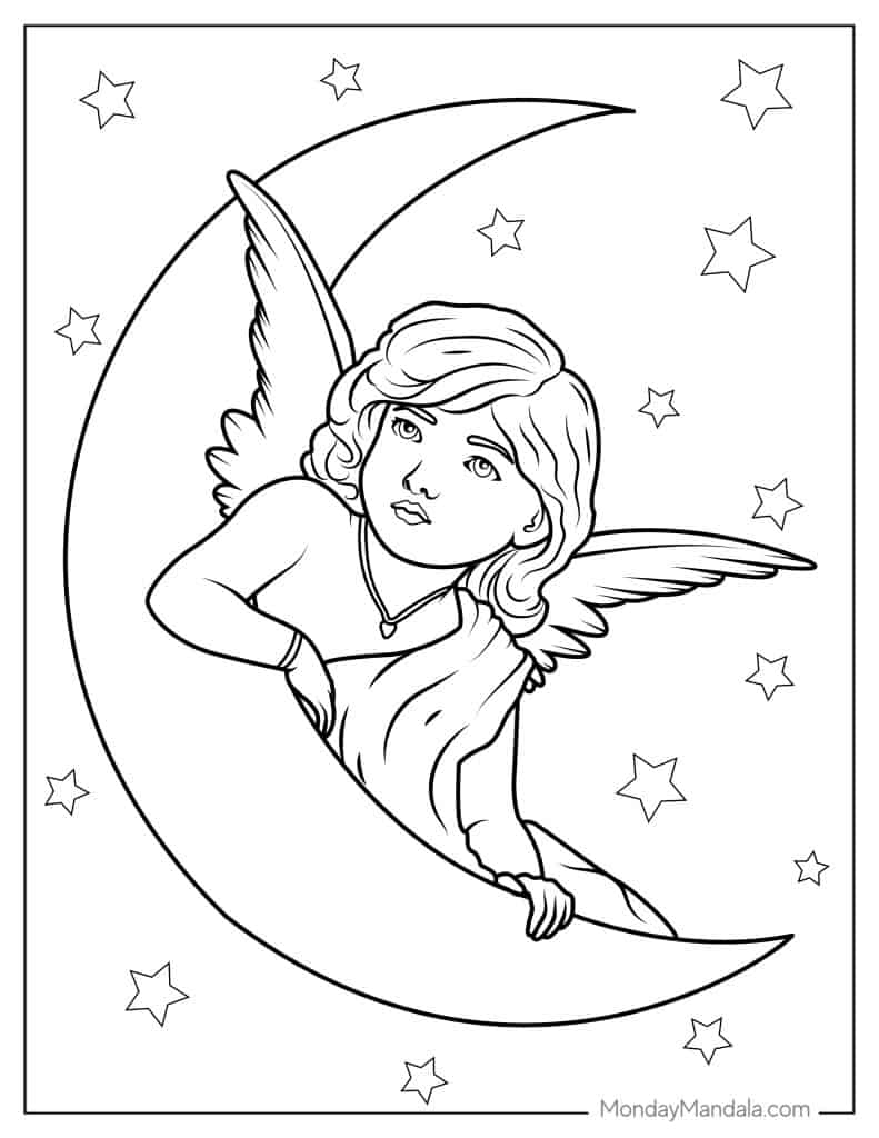 Angel coloring pages free pdf printables