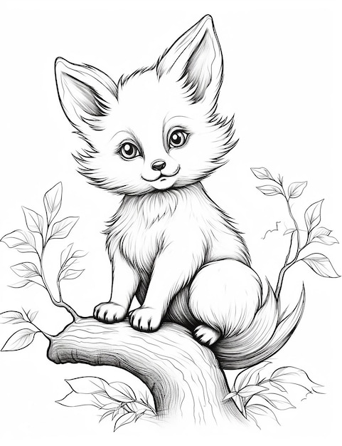 Premium ai image aesthetic animals coloring page