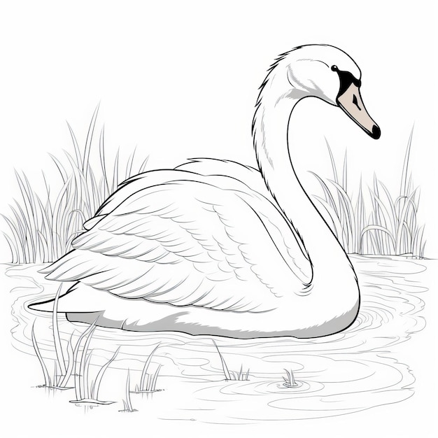 Premium ai image swan coloring page realistic animal portraits for childrens coloring book