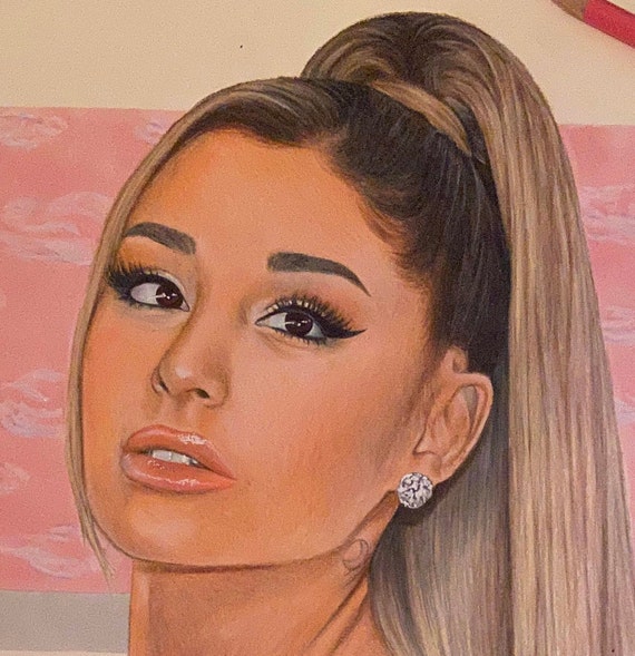 Original ariana grande colored pencil drawing print