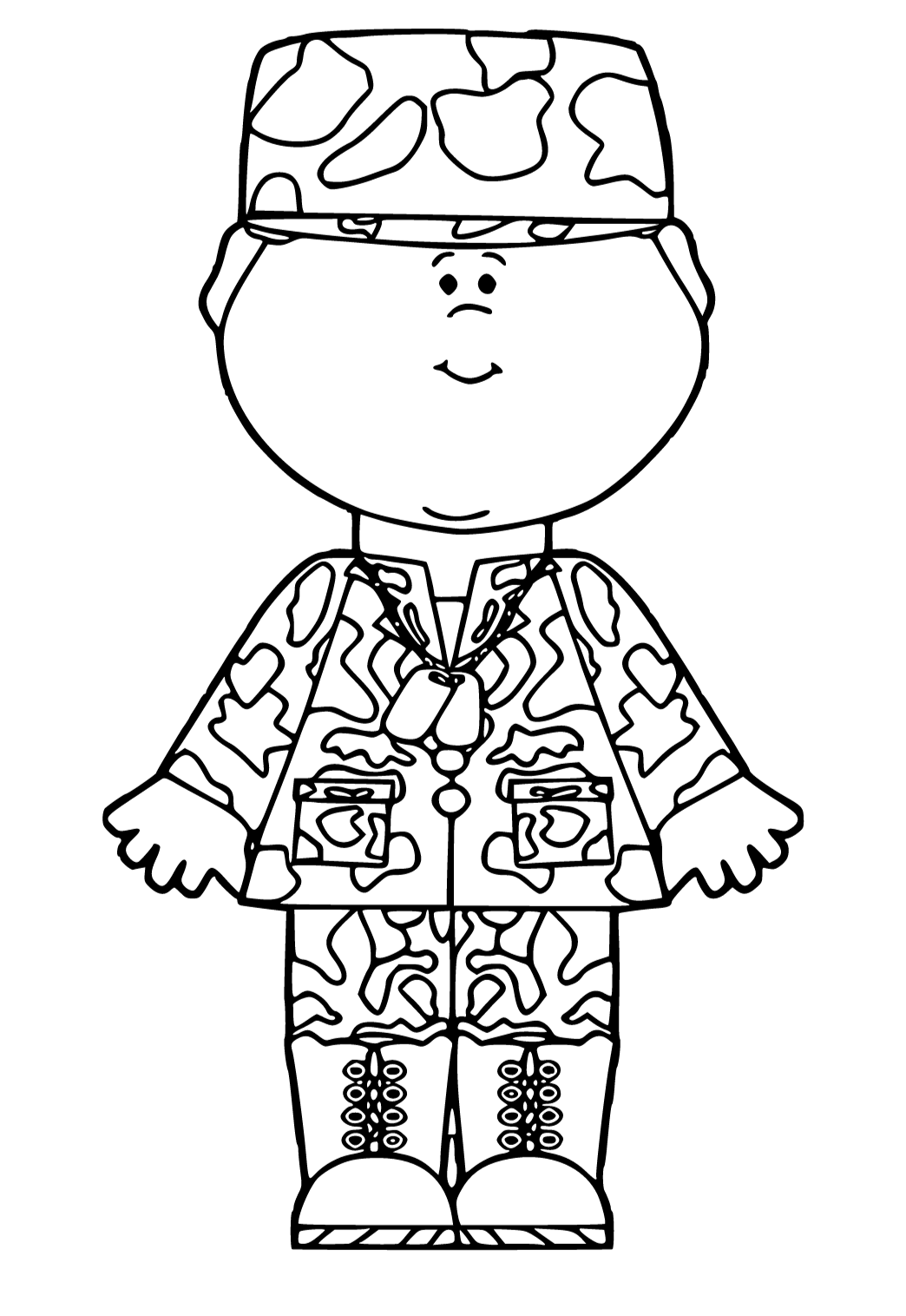 Free printable military cute coloring page for adults and kids