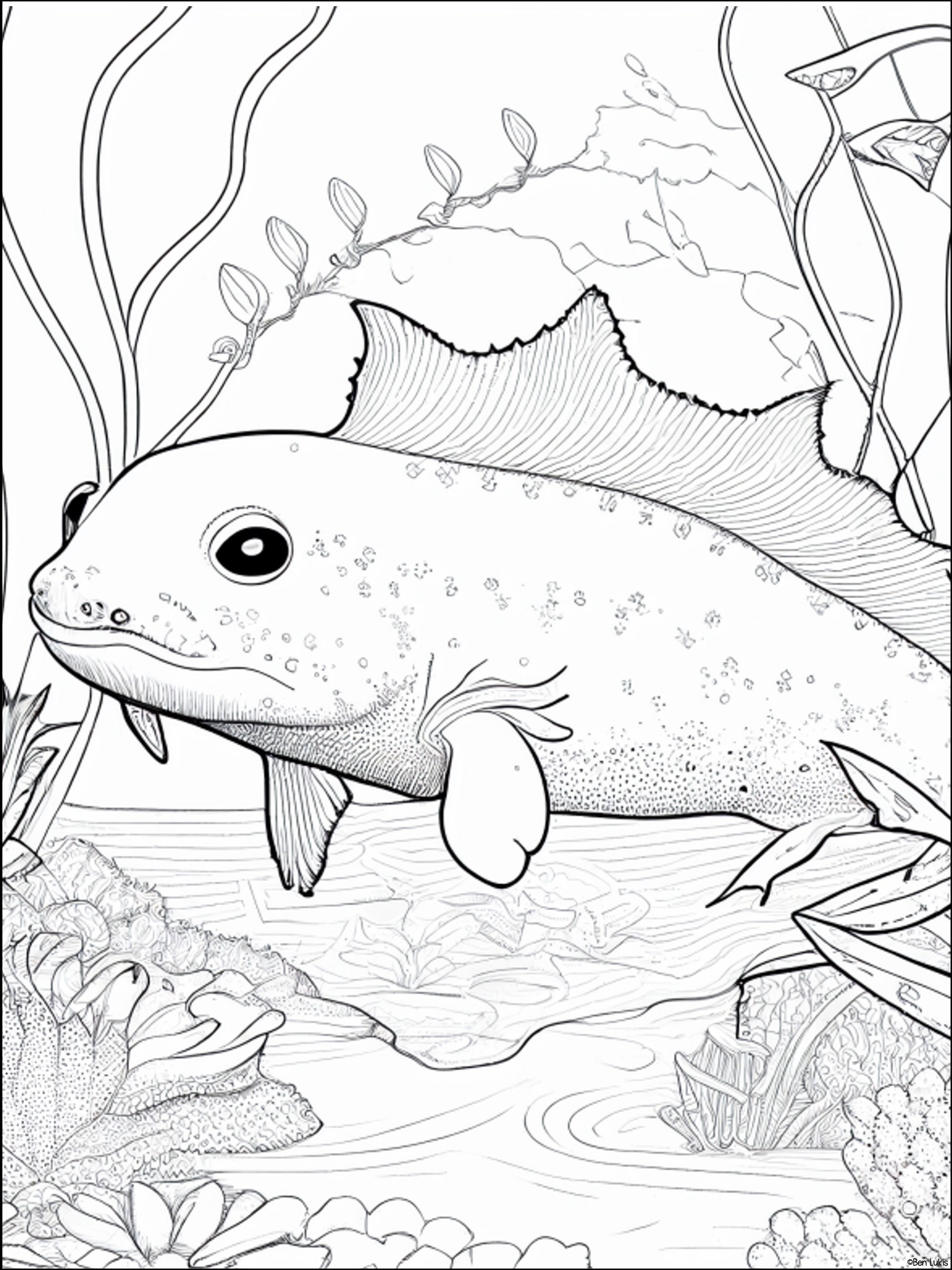 Axolotl coloring book digital download kids printable coloring pages cute amphibian activity educational fun art pdf gift for children