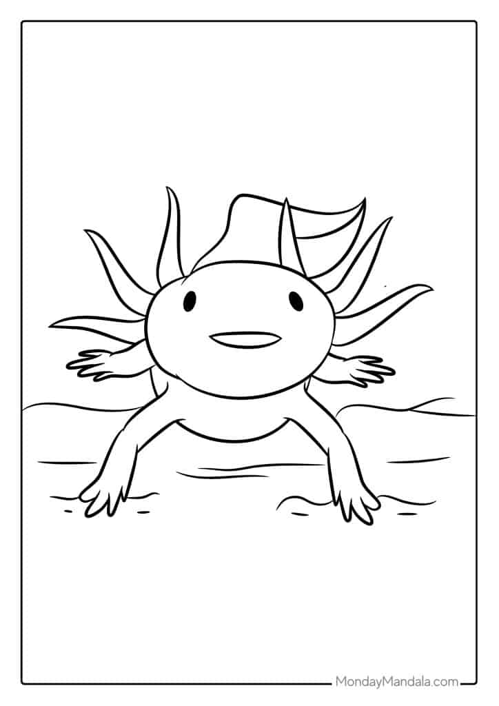 Axolotl coloring pages free pdf printables