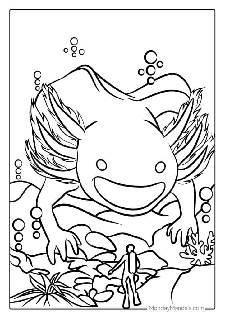 Axolotl coloring pages free pdf printables