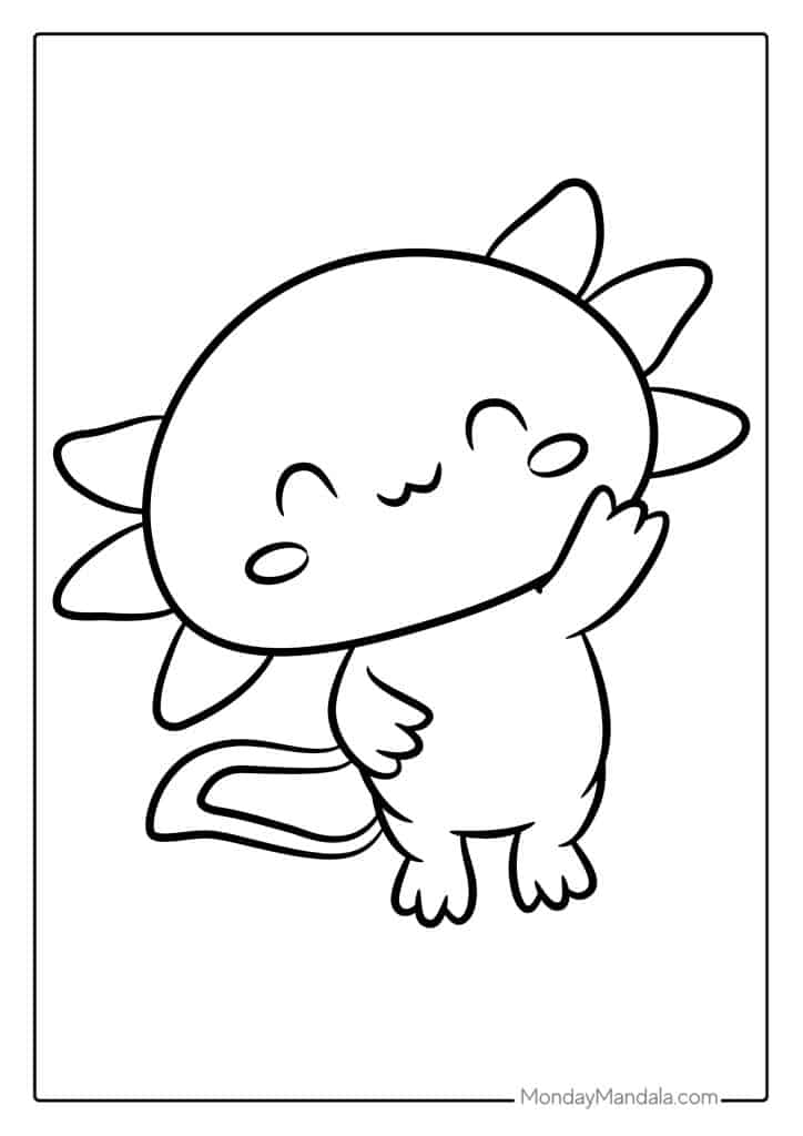 Axolotl coloring pages free pdf printables