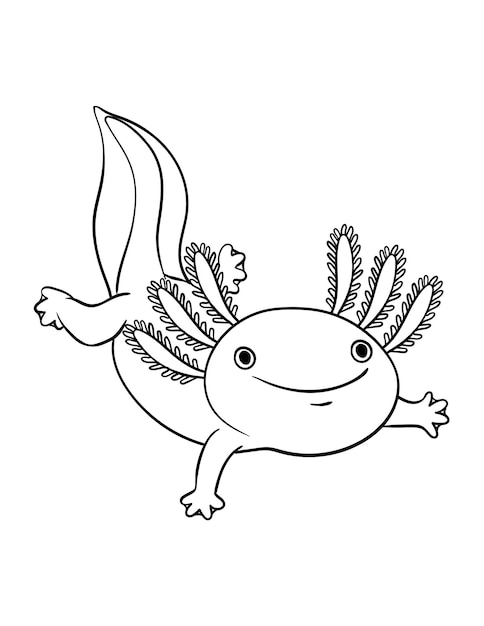 Premium vector axolotl isolated coloring page for kids