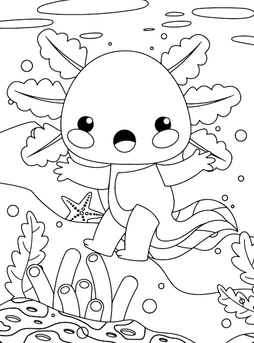 Axolotl coloring pages printable for free download