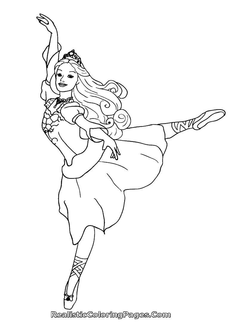 Online coloring pages crown coloring ballerina with crown dance