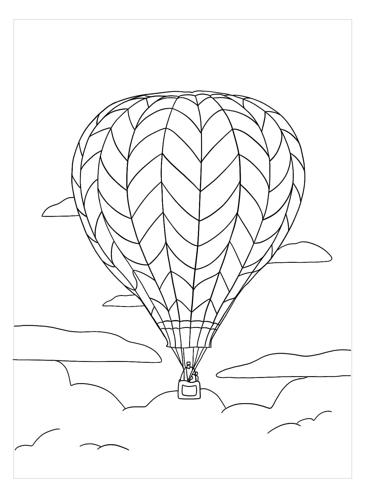Realistic hot air balloon coloring page