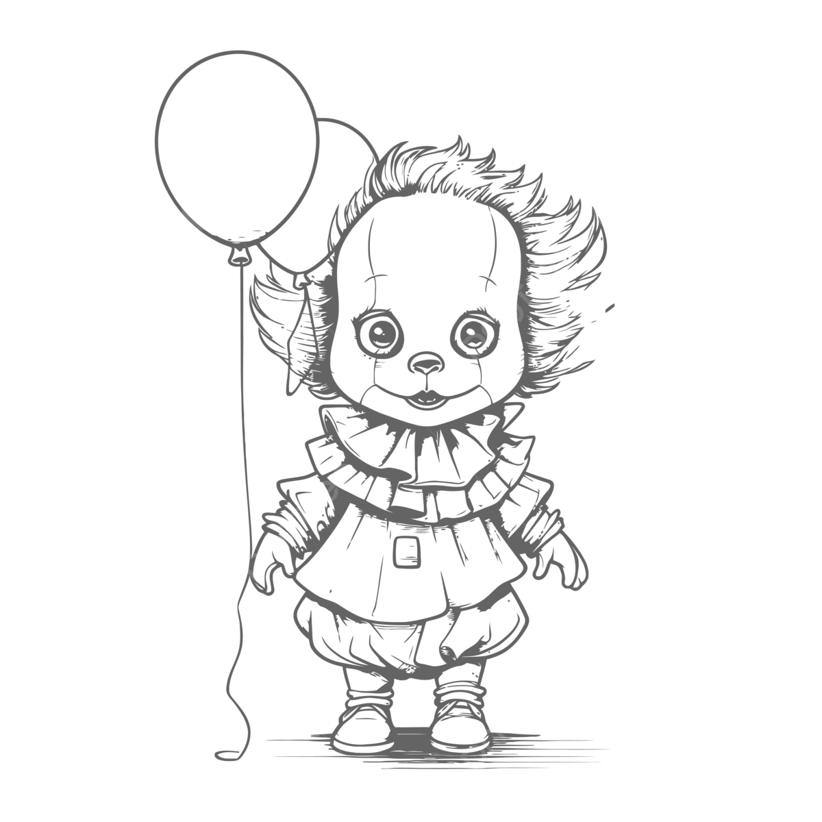 Small clown drawing with balloons outline sketch vector wing drawing balloon drawing mall drawing png and vector with transparent background for free download