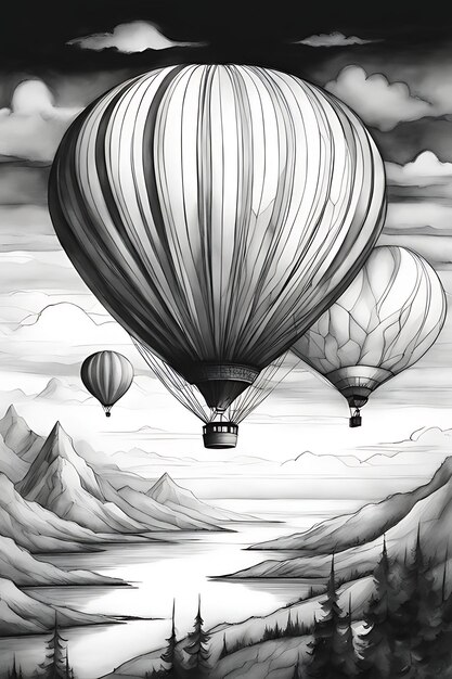 Page hot balloon drawing images