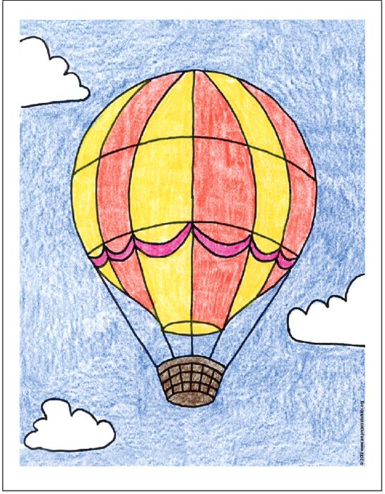 Easy how to draw a hot air balloon tutorial and coloring page hot air balloons art hot air balloon drawing easy drawings