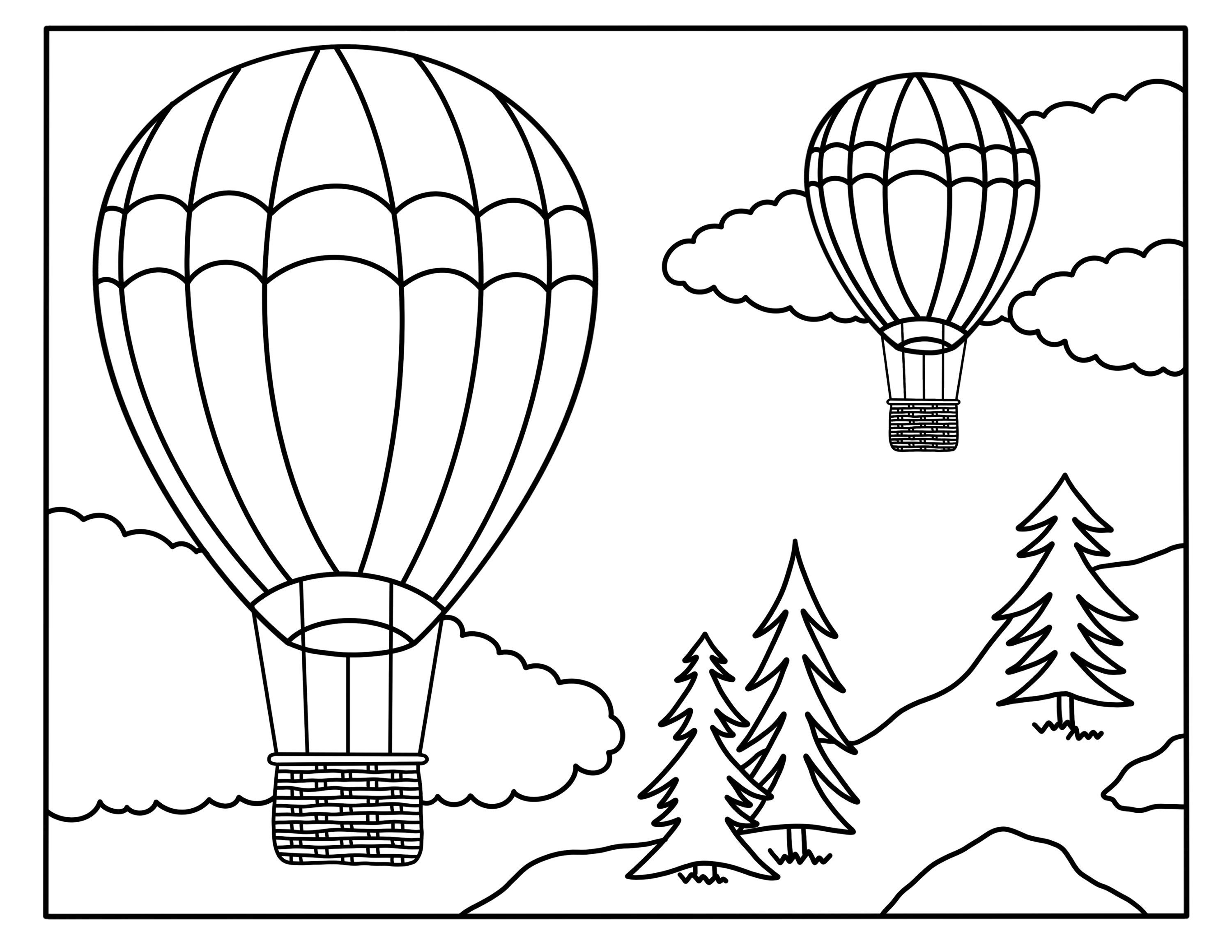Hot air balloon coloring page download now