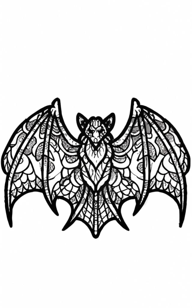 Mandala realistic bat coloring pages