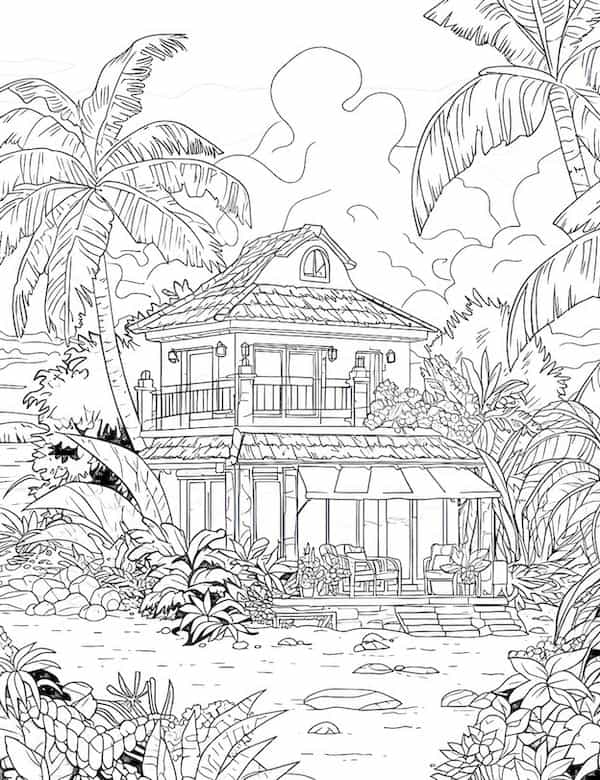 House coloring pages for adults and kids