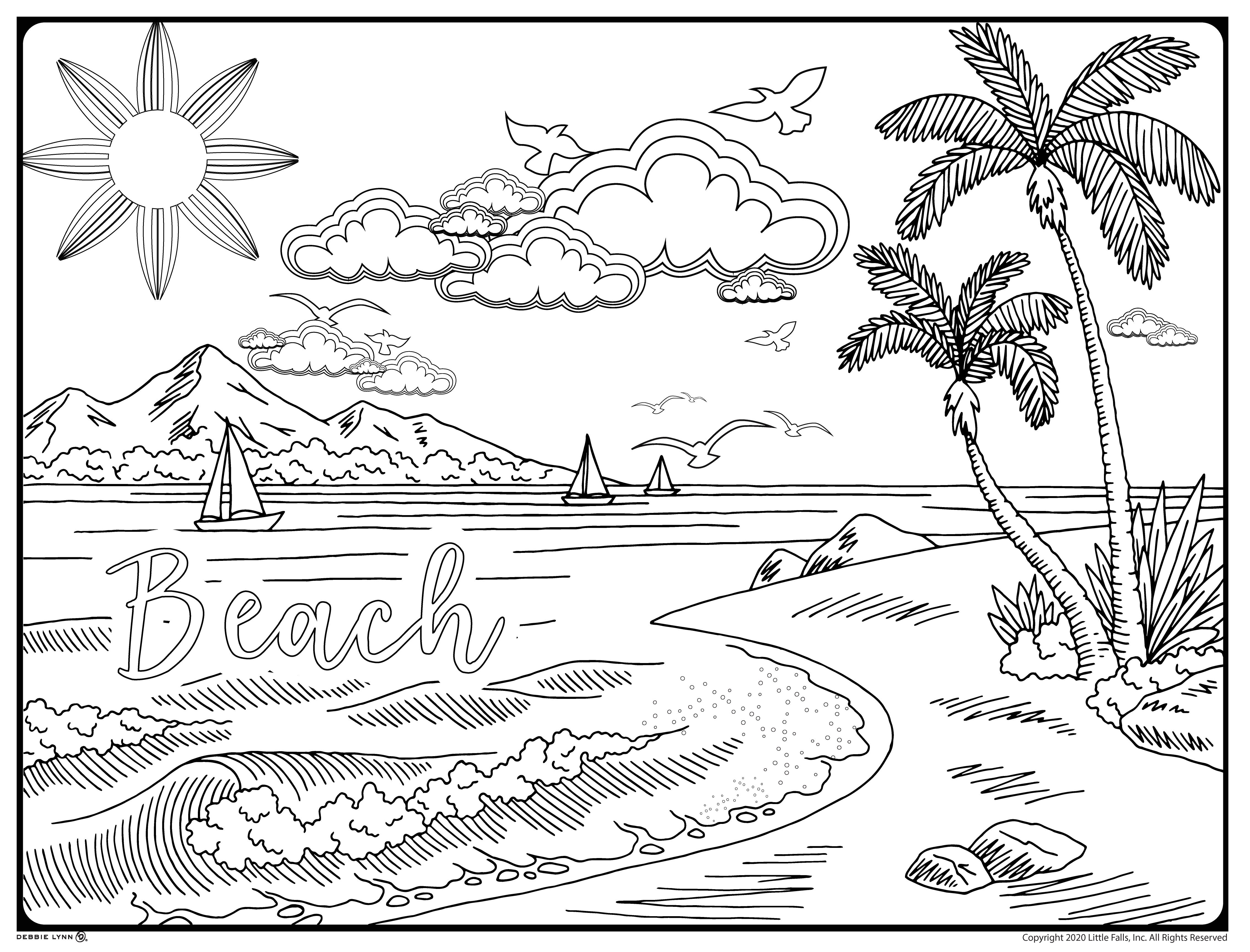 Sailboat beach personalized giant coloring poster x â debbie lynn