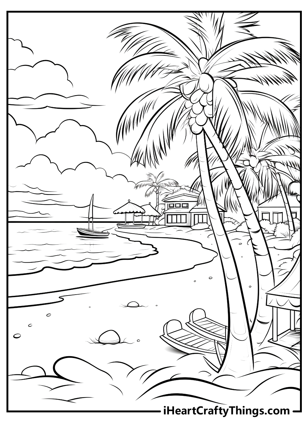 Beach coloring pages free printables