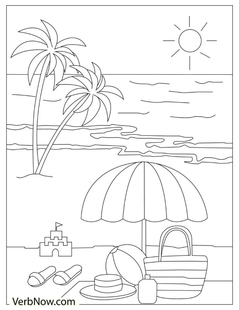 Free beach coloring pages for download printable pdf
