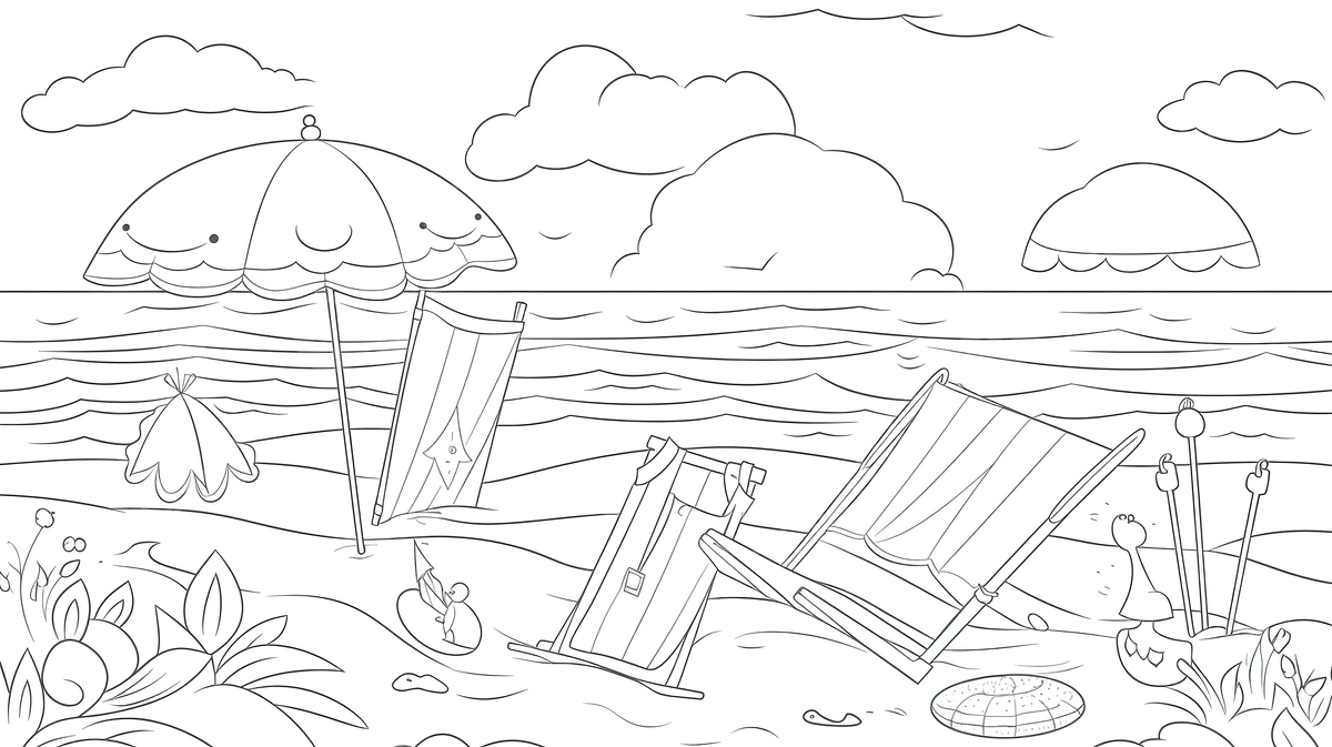 Beach coloring page with chairs background coloring pictures of summer summer travel powerpoint background image and wallpaper for free download