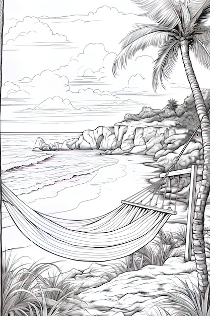 Page coloring book beach images