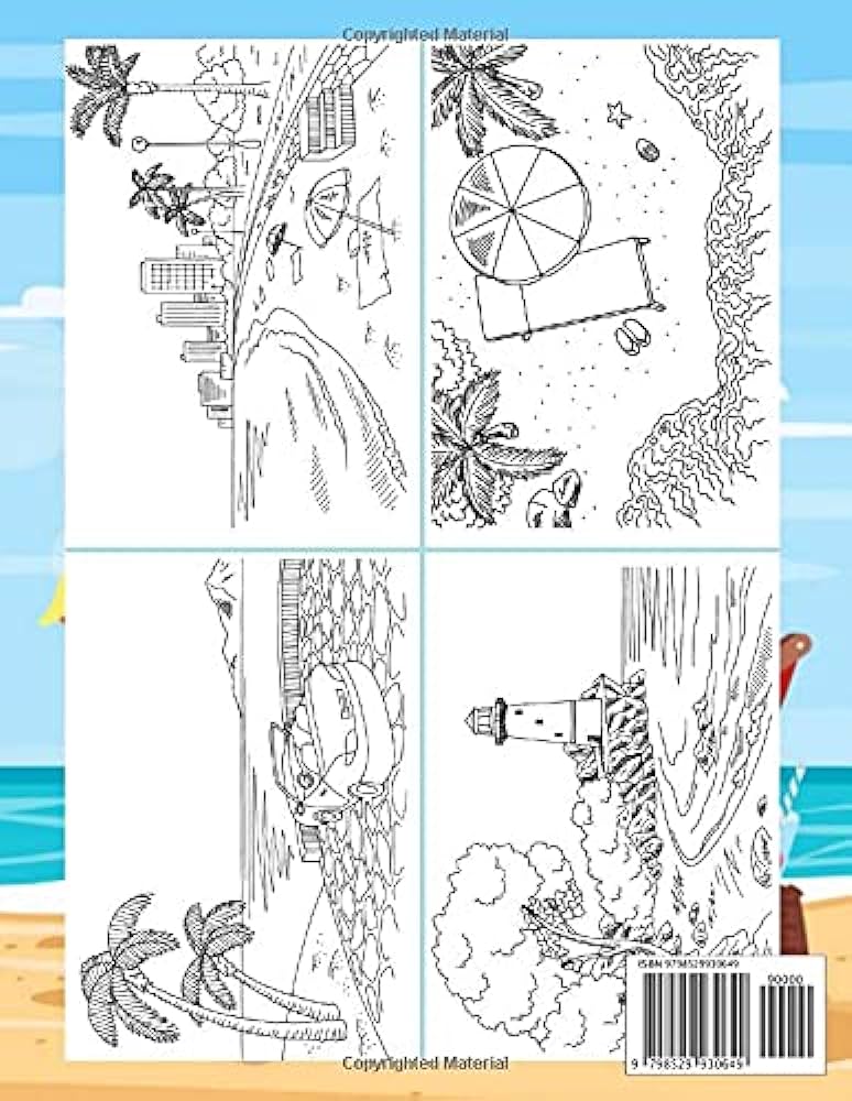 Sea beach coloring book for adult easy by afrina mohsina