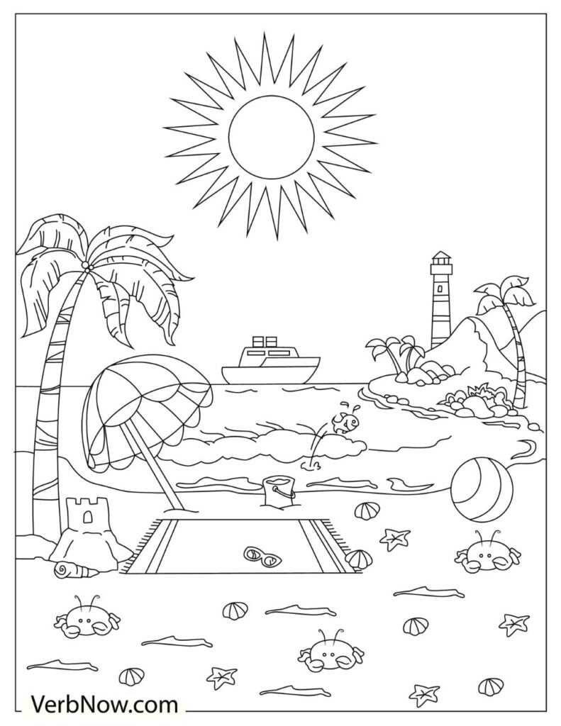 Free beach coloring pages for download printable pdf