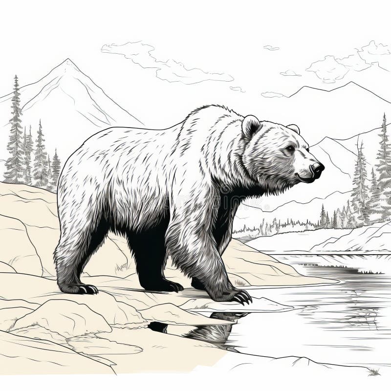 Grizzly bear coloring stock illustrations â grizzly bear coloring stock illustrations vectors clipart