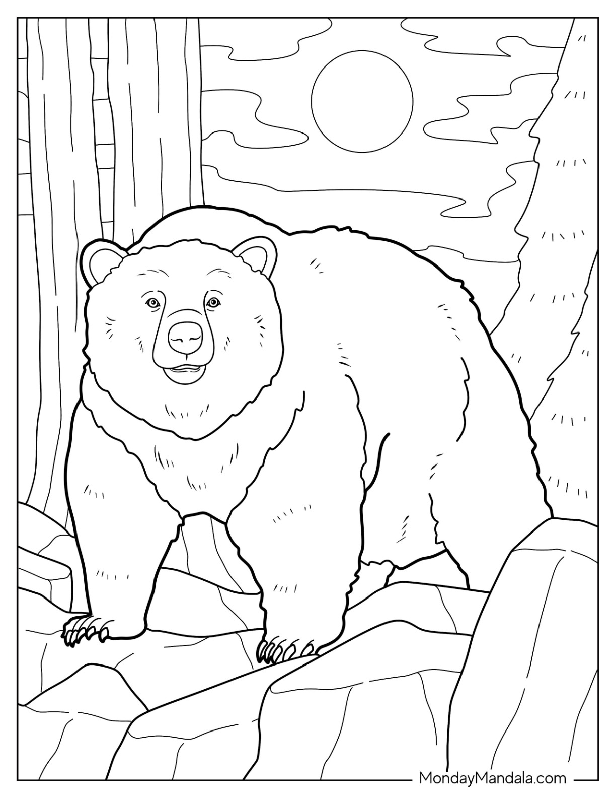 Bear coloring pages free pdf printables
