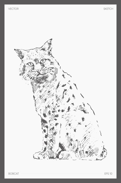 Premium vector high detail hand drawn vector illustration of bobcat realistic drawing sketch