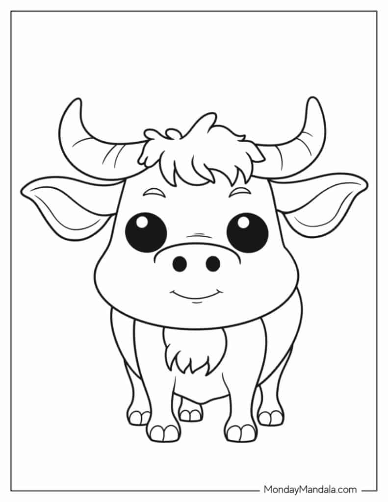 Bull coloring pages free pdf printables