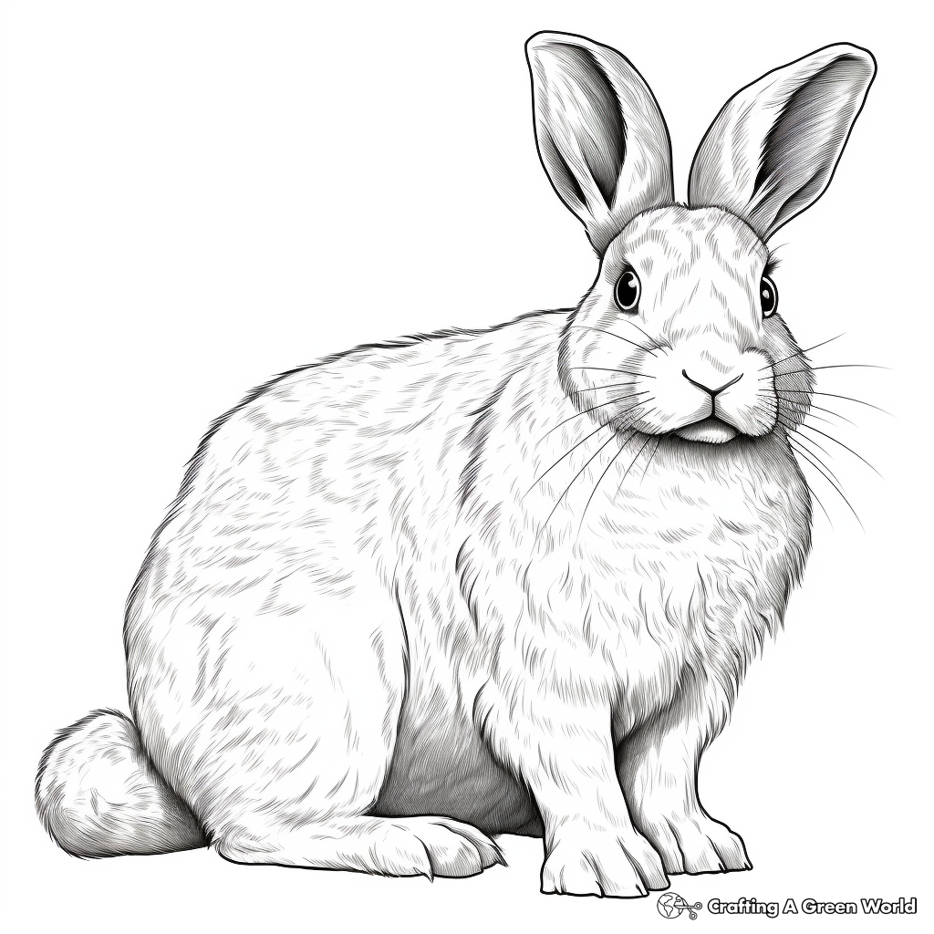 Realistic rabbit coloring pages