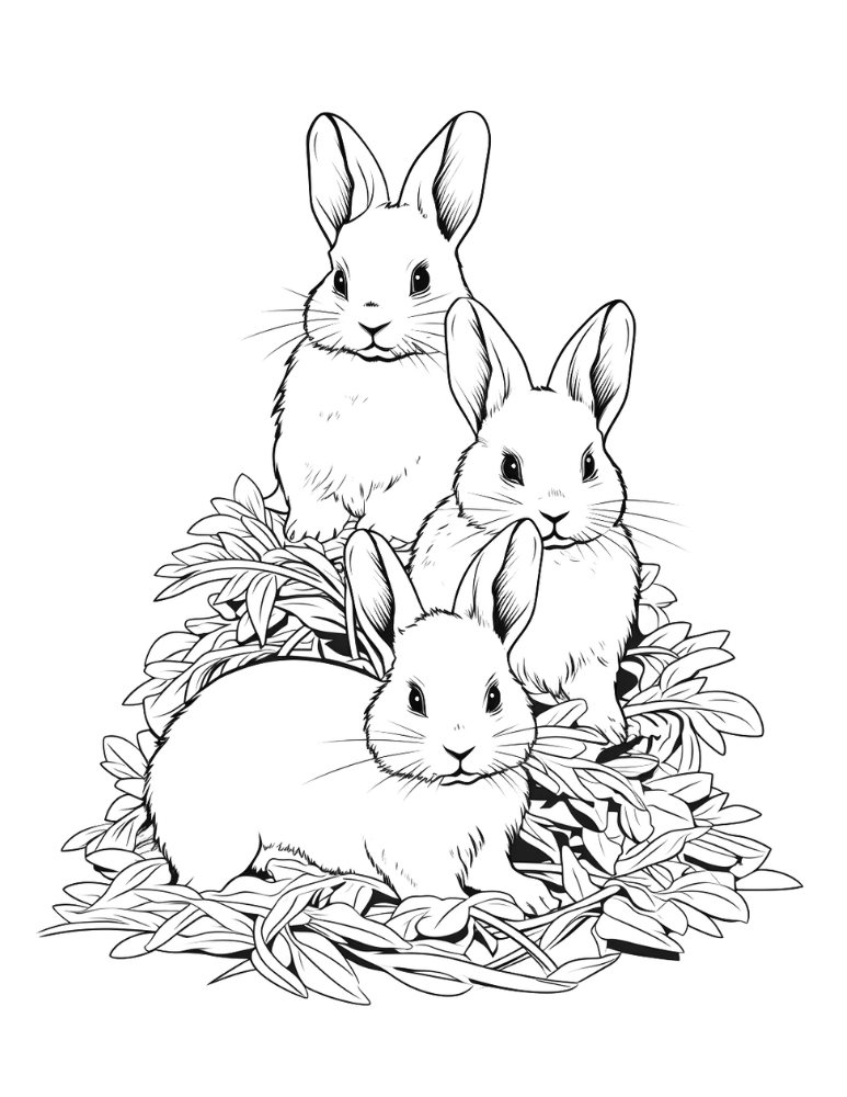 Free bunny coloring pages for kids
