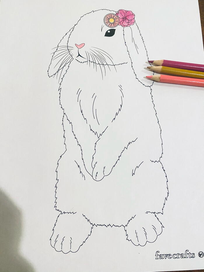 Flower bunny coloring page